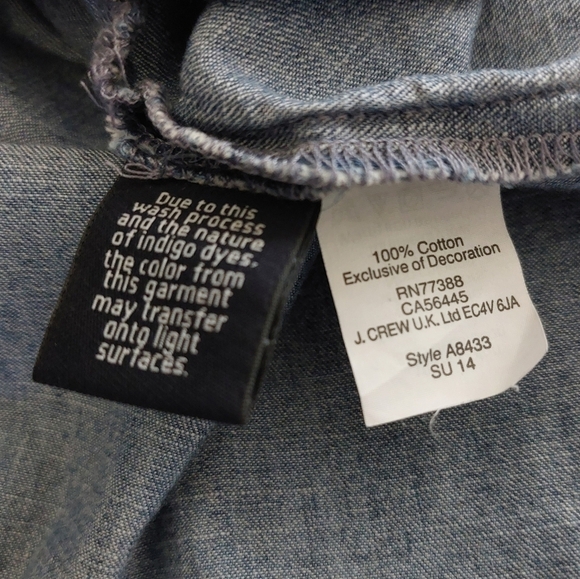 J. Crew Long Sleeve Chambry Embroidered V-neck Top- size 4T - Picture 6 of 7